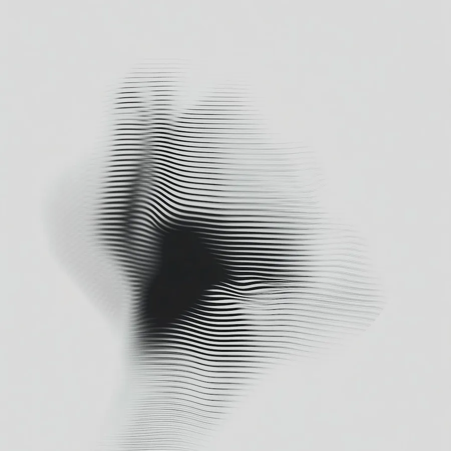 Abstract layered form representing human judgment amplified by AI tools