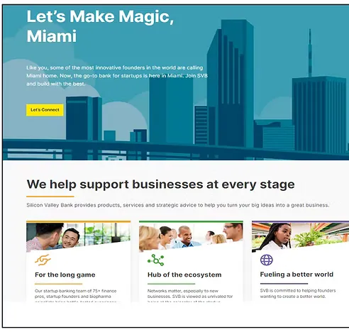 Silicon Valley Bank Startup Banking Miami landing page
